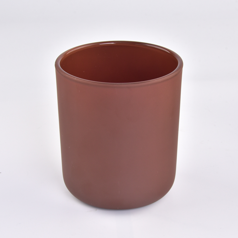 Luxury decorative frosted glass candle jar with round bottom