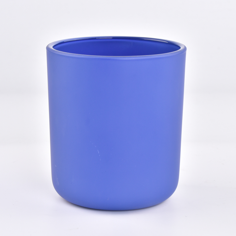 Luxury blue glass candle holder frosted candle jars wholesale