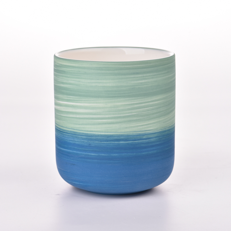 New 13oz gradient blue ceramic candle holder wholesale