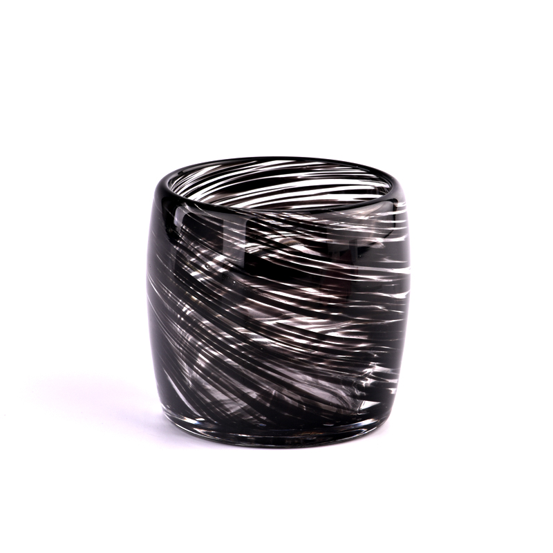 Popular 400ml black glass ellipse candle vessels for candle making