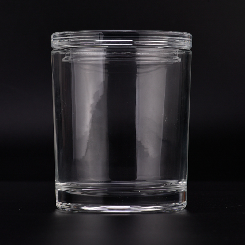 14oz clear glass candle vessels with glass lids scented candle holder