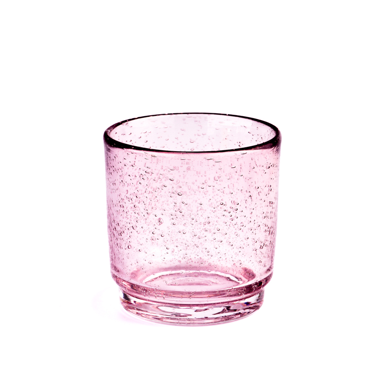 12oz pink glass candle jars base glass candle vessel supplier