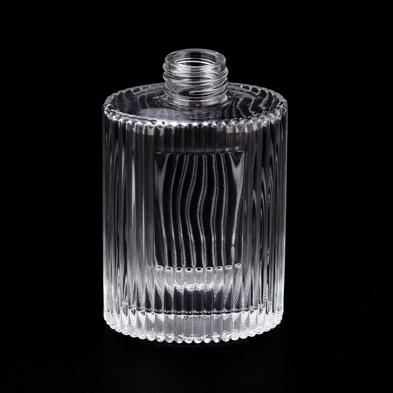 200ml cylinder glass perfume bottle with stripe pattern wholesale
