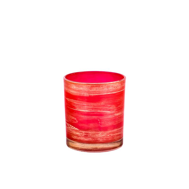 Factory direct sales spray red inside and gold outside the glass candle jar