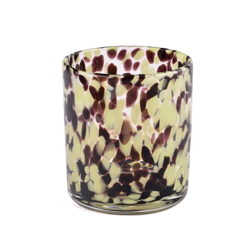 Wholesale uniquely designed speckled pattern colorful glass candle jars