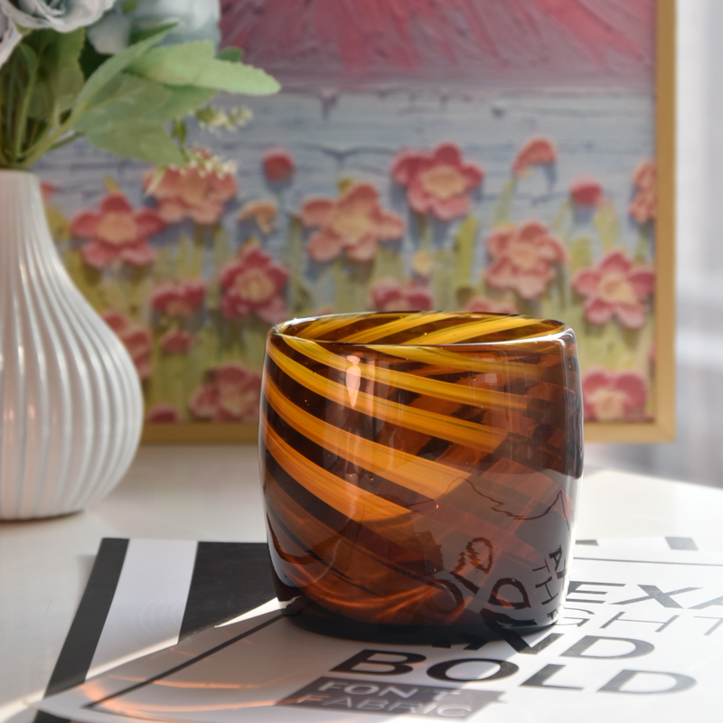 Custom Nordic multi-colored glass candle jar home decor
