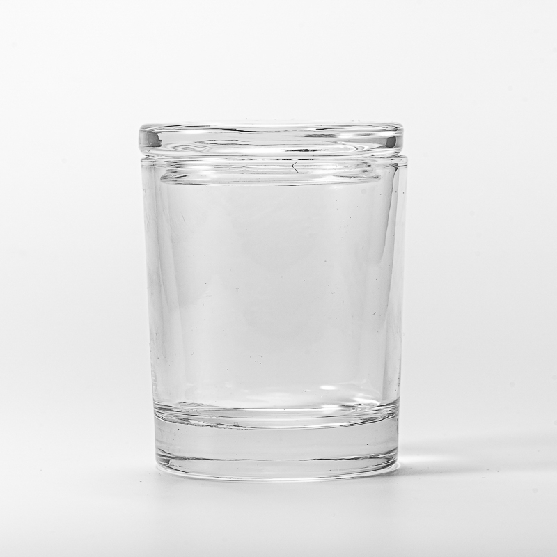 Empty 8oz transparent glass vessel candle jar with lid