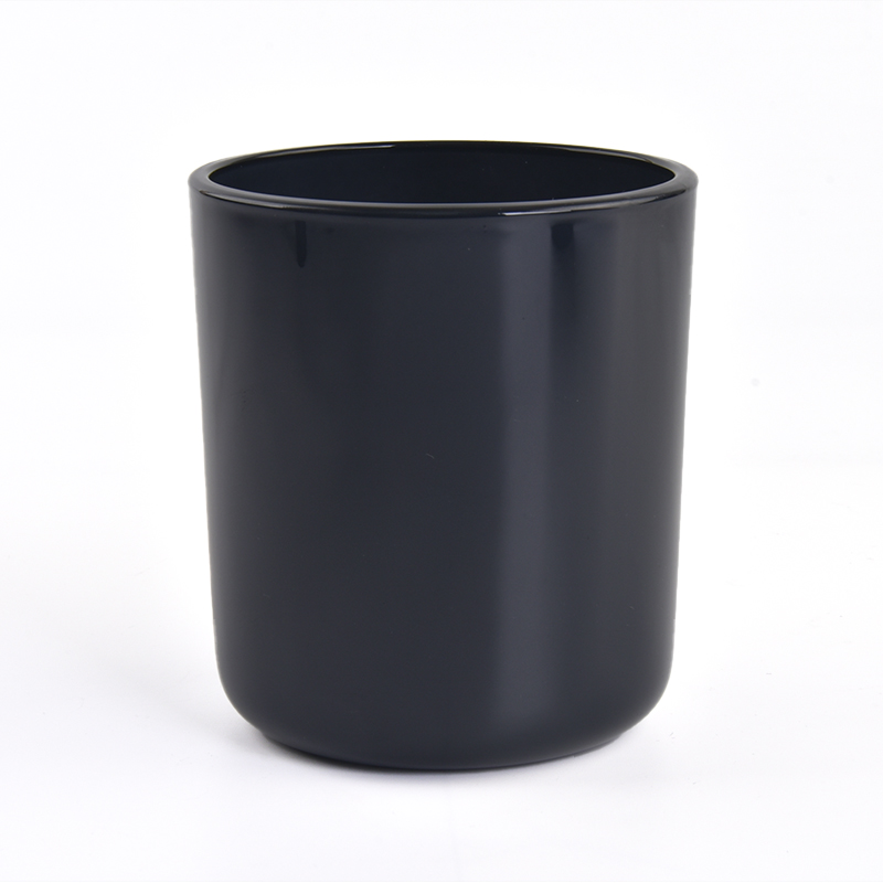 Simple Style Glossy Black Glass Vessel Empty Candle Jar for Candle Making