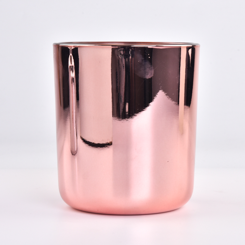 Luxury Electroplate Rosiness Glass Vessel Candle Holder for Scented Candle