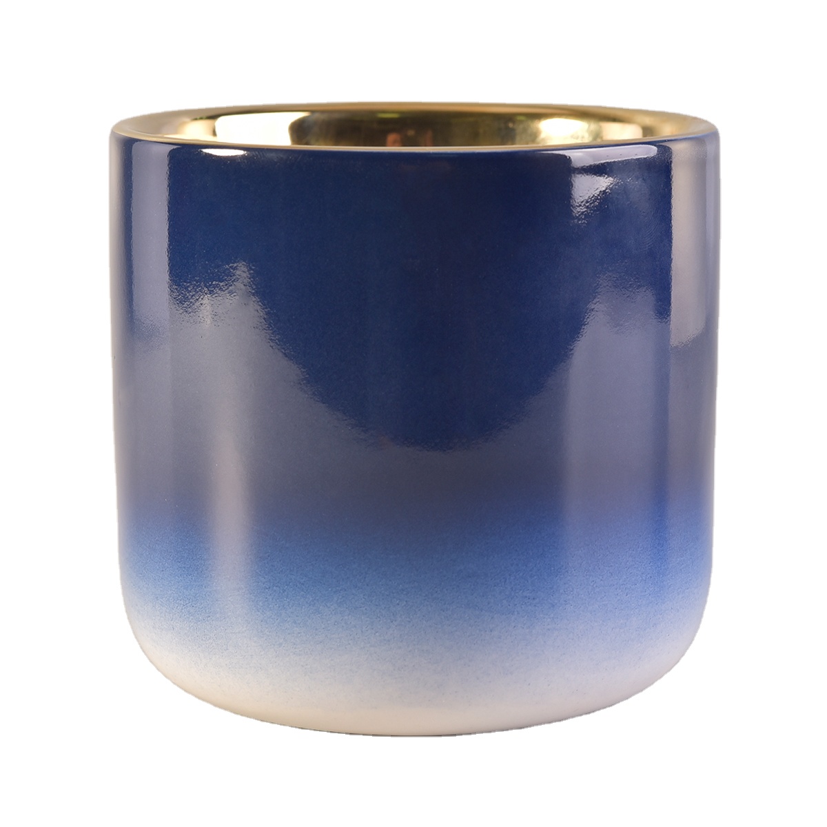 Wholesales electroplated inside decorative cylinder ceramic candle holder