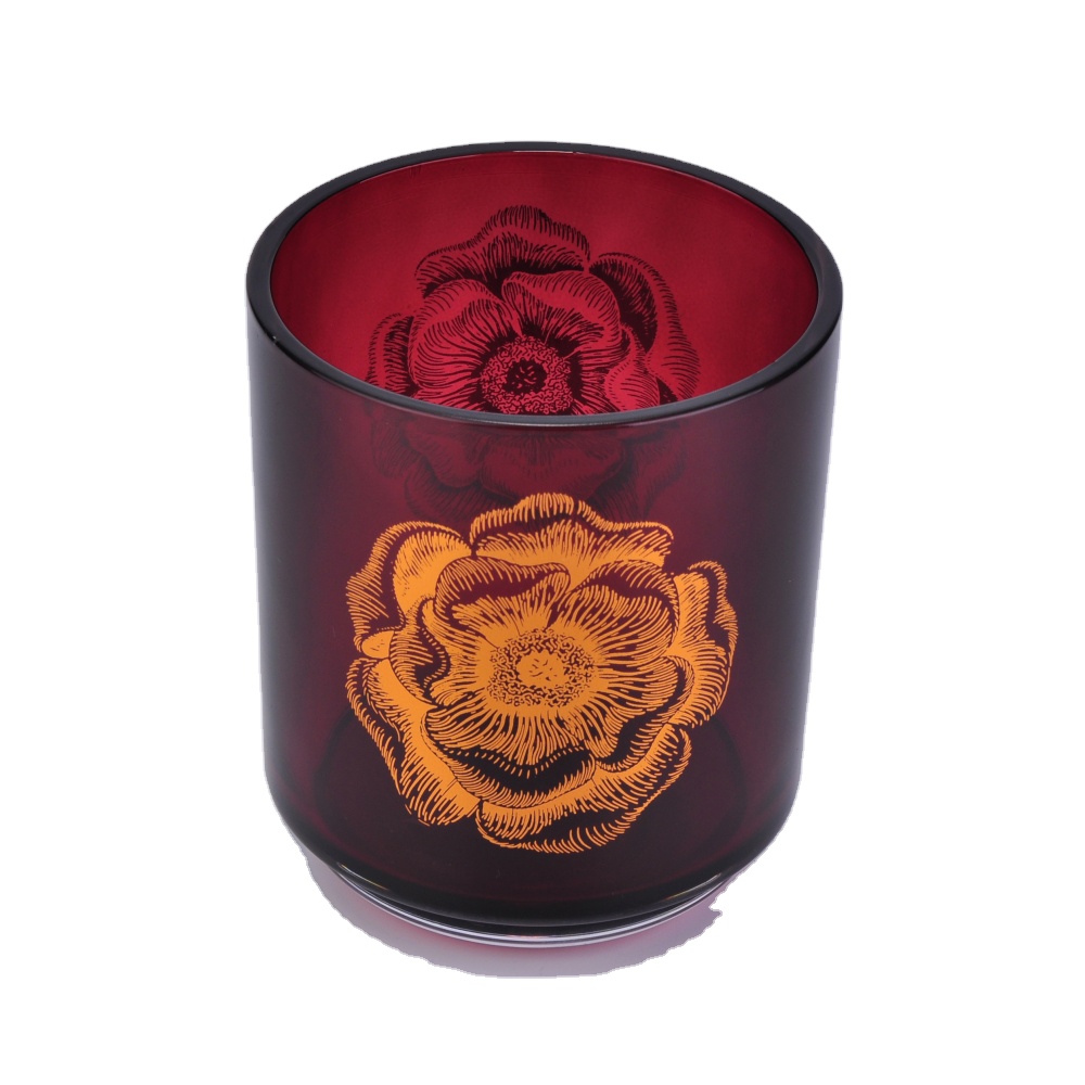 In bulk custom gold printing luxury glass candle jar 8oz 10oz