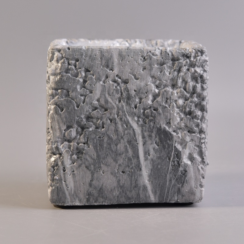 Square customized concrete candle jar for home decor