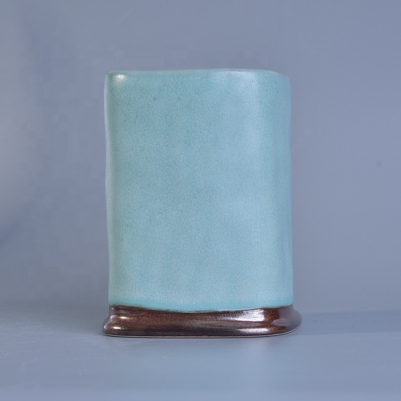 Square ceramic candle holder decorative candle cups