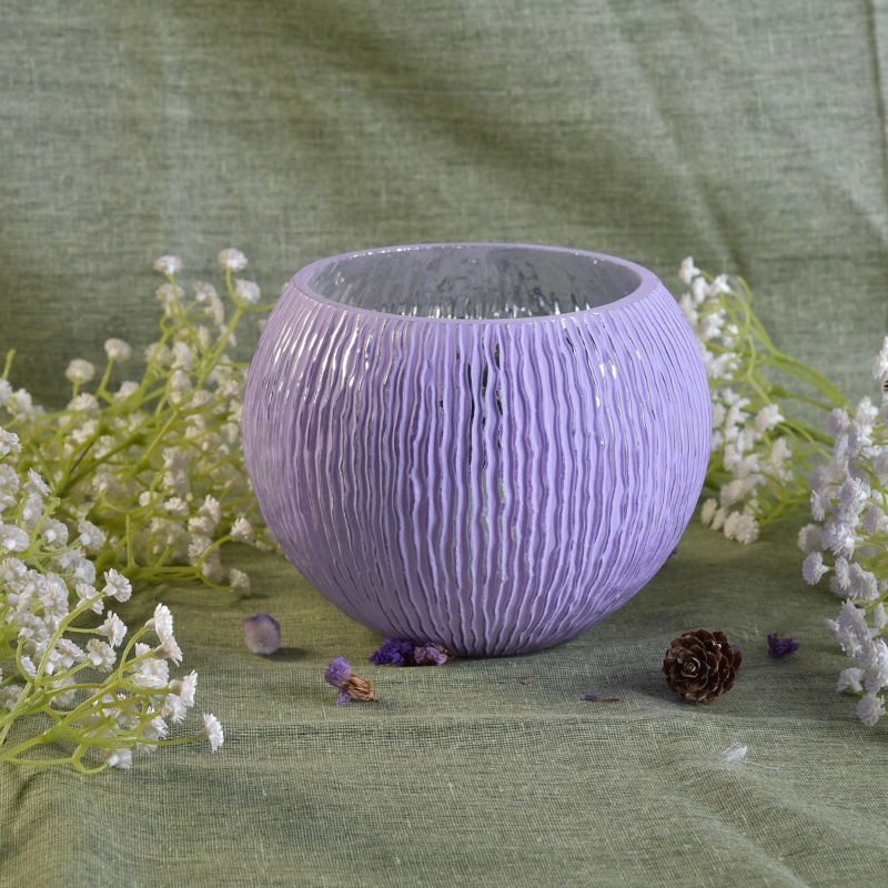 Purple candle container round glass candle jar in bulk