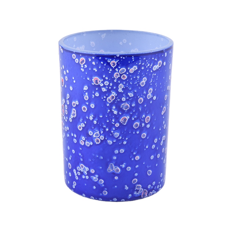 Wholesales heat resistant blue empty cylinder glass candle jars