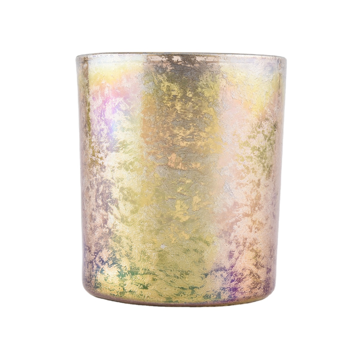 Bulk luxury votive custom finish cylinder gold candle glass holders