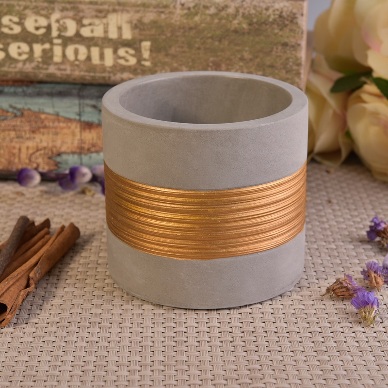 Cylinder luxury cement candle jar for home decor