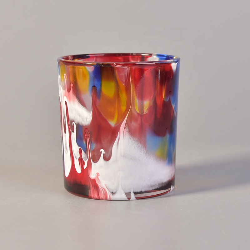 300ml Wholesales cylinder glass candle iridescent jars in bulk