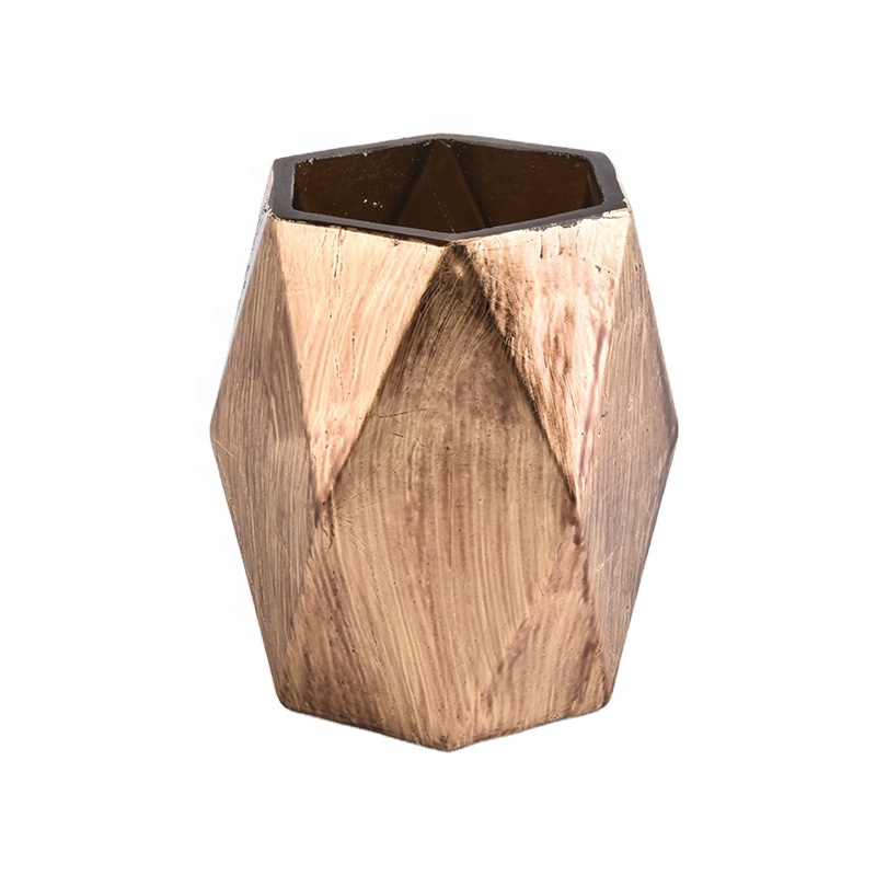 Sunny diamond Polygon tealight luxury custom glass candle jar holders