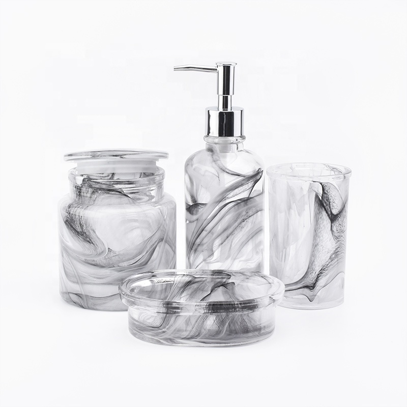 4pc Luxury mable glass bathroom shower accessory sets wholesales