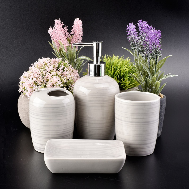 4pc vanity ceramic bathroom shower accessory soap dish sets wholesales