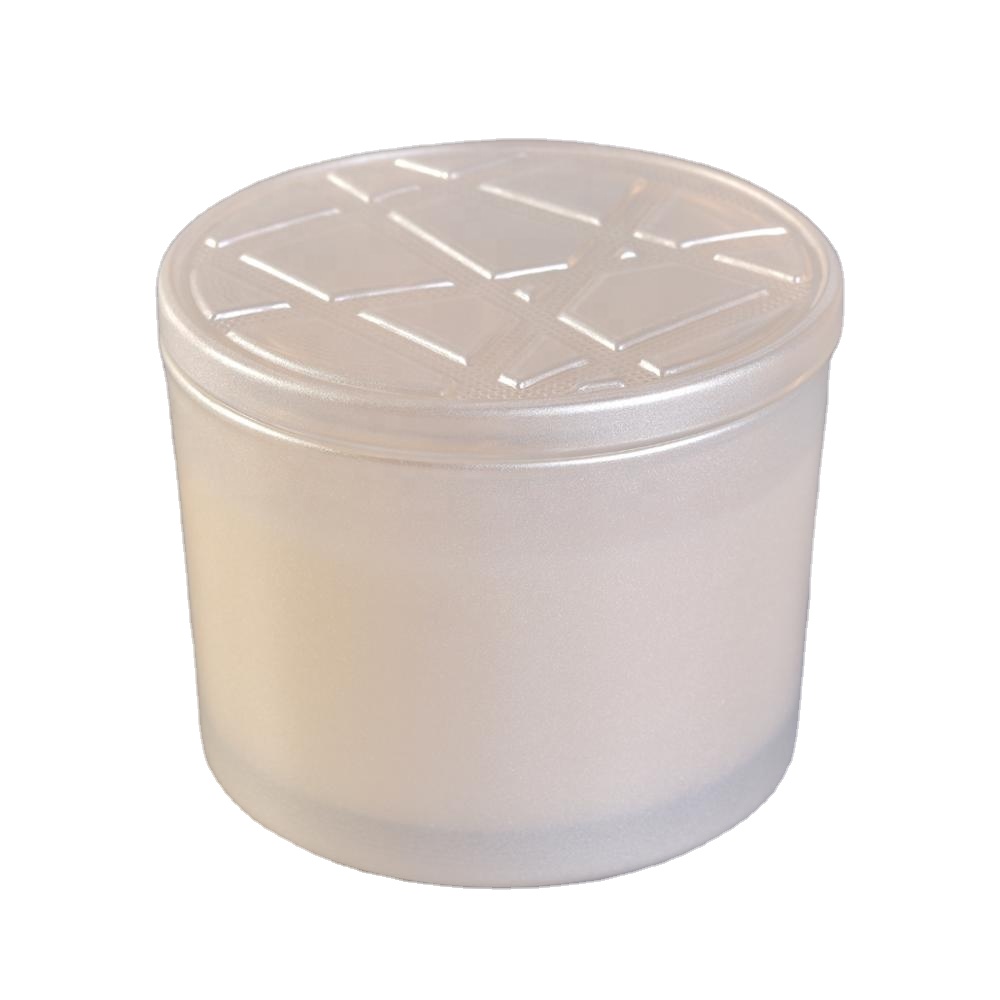 Sunny new design white glass candle jar for candle making with lid