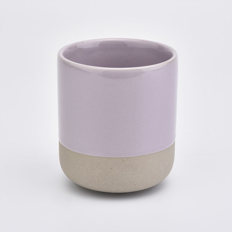 Luxury purple&brown color ceramic candle holder in stock