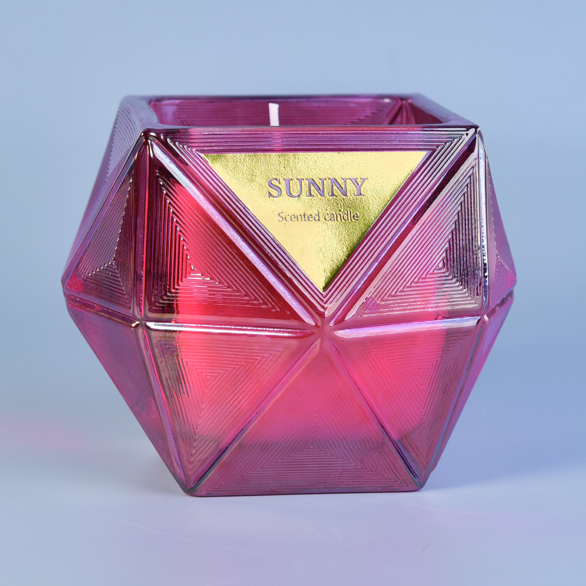 8oz 10oz Wholesales Luxury geo glass tealight candle jar
