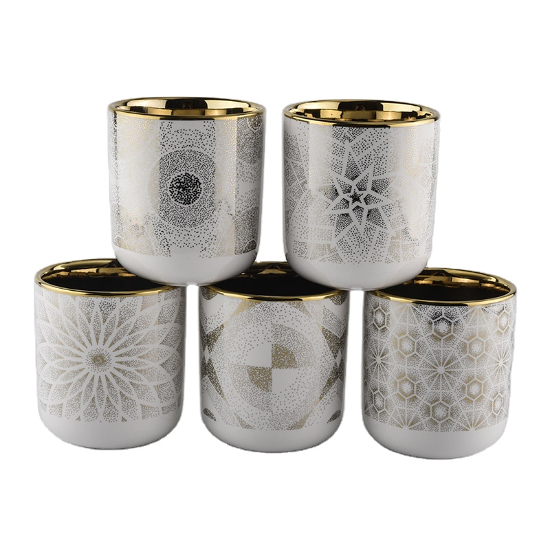 Sunny custom white electroplated ceramic candle holders