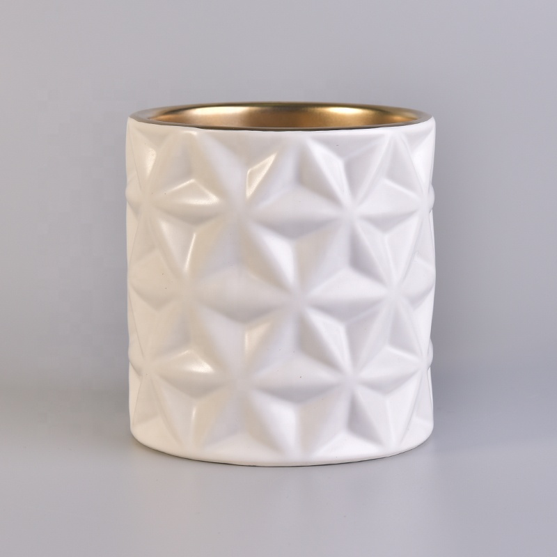 Geo cut plating candle holder votive ceramic candle jars wedding centerpiece wholesale