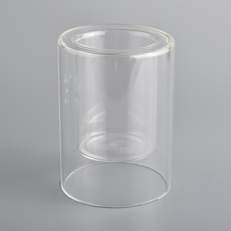 Luxury clear double glass candle holder for candle making