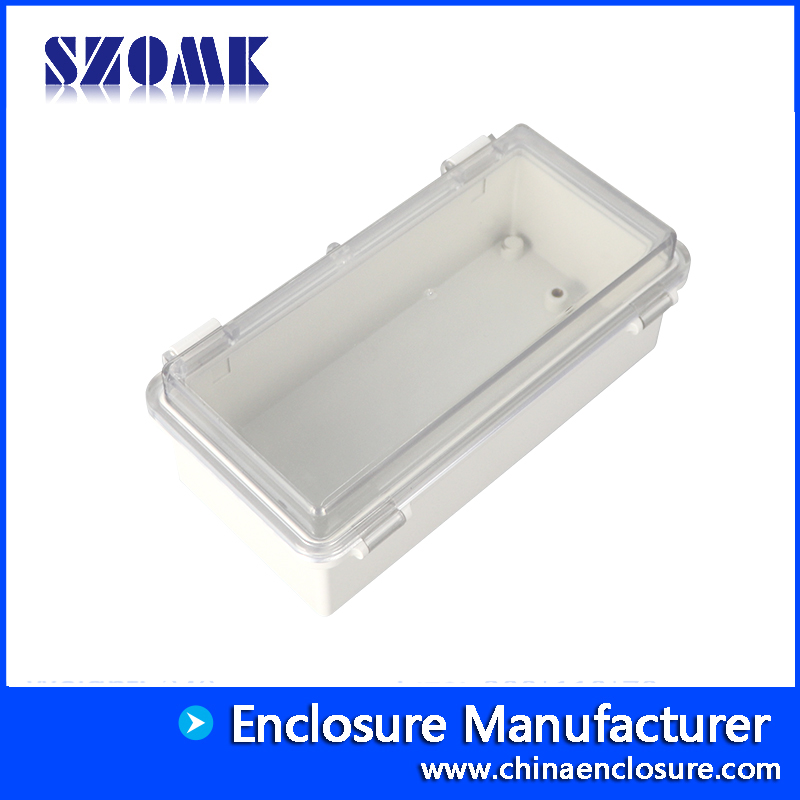 壁に取り付け可能な SZOMK クリア カバー ヒンジ式耐候性プラスチック屋外電子機器ボックス ABS プラスチック防水ボックス AK-01-66 200*100*70mm