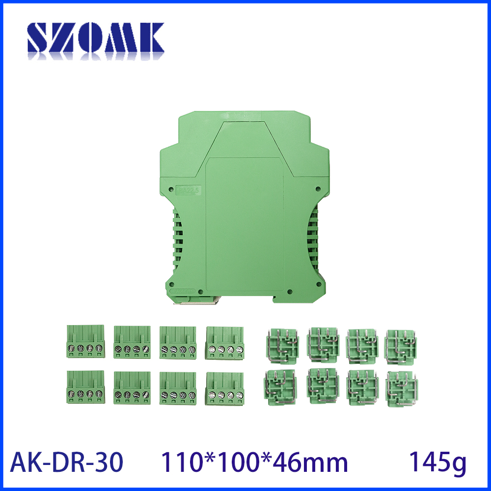 PA66 Boîte à rail de grenage Grenn Color Din AK-DR-30 110 * 100 * 46 mm