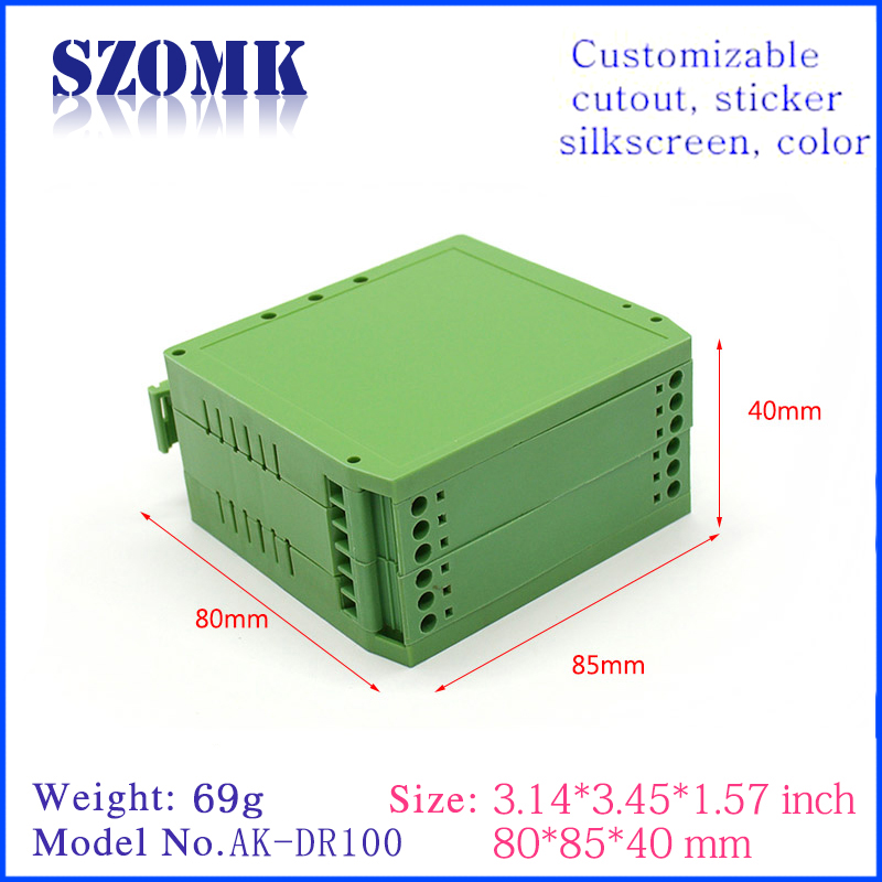 85*80*25MM AK-DR-99 Green Polyamide Pa66 Din Rail Power Supply Mount Connector Pcb Holder Din Rail Enclosure - COPY - 0d4o6b