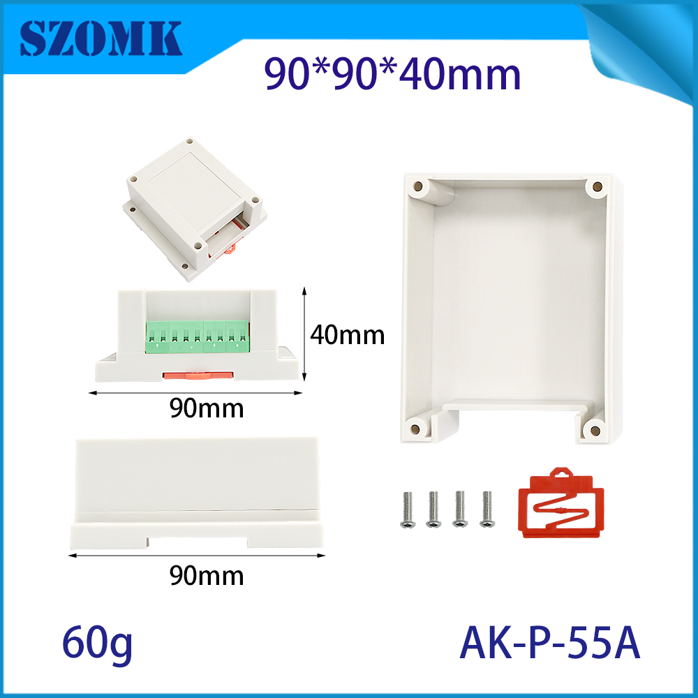 90*90*40mm AK-P-55A DIN RALE PCB Industrial Control Plastic Project 128-5.08ターミナルブロック9ビットジャンクションボックス