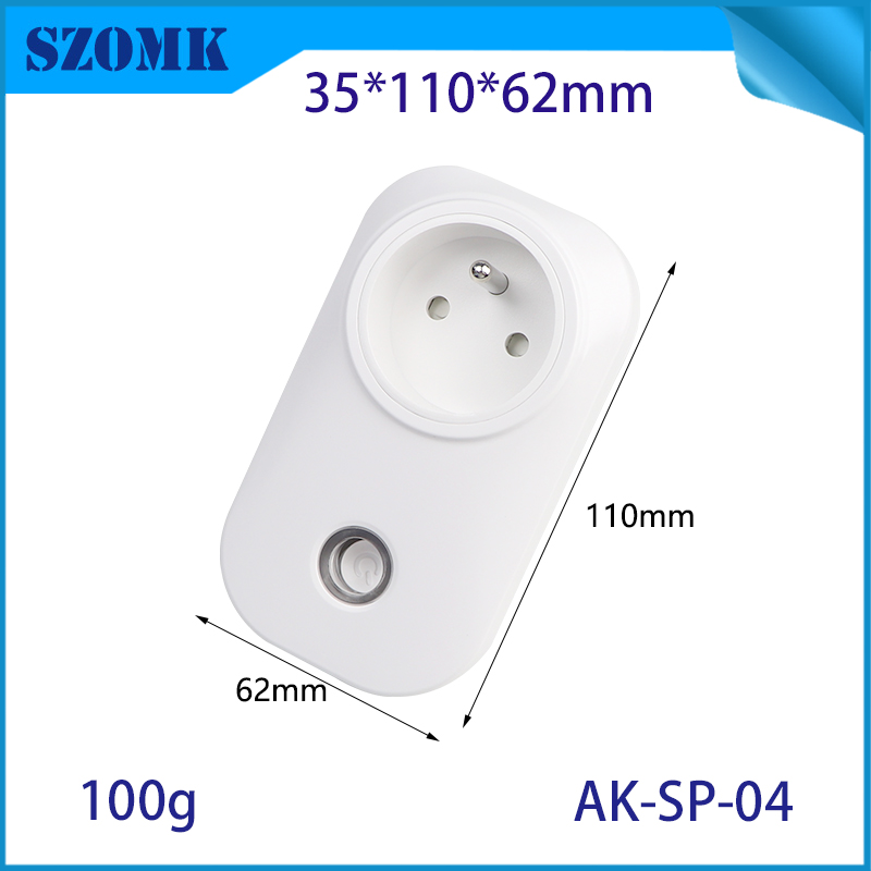 AK-SP-04 French Standard Plastic Smart Plug Smart Mini WiFi Outlet PC Electrical Enclosure con Alexa Google