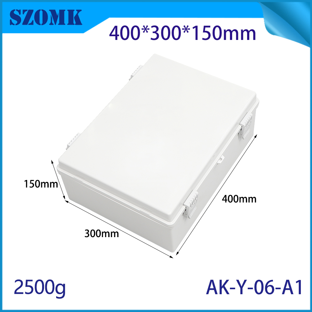 AK-Y-06A1 ABS Tapa con bisagras ABRAJE CAJA DE JUNCIÓN ELECTRICA DE CINCURA ELECTRICA400X300X150MM