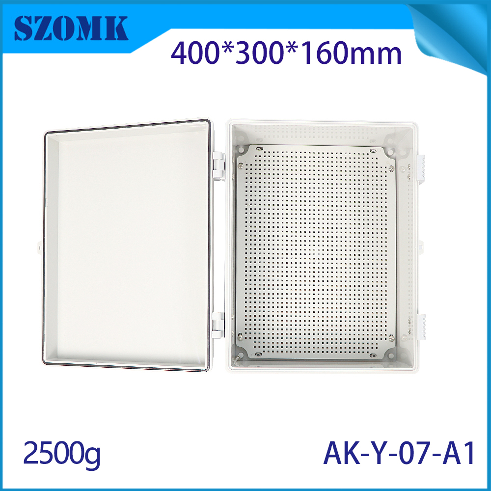 Ak-Y-07A1 Montaje de pared Bisagras con bisagras con la caja de la caja del bisagras de la cerradura Caja de unión impermeable 400x300x160 mm