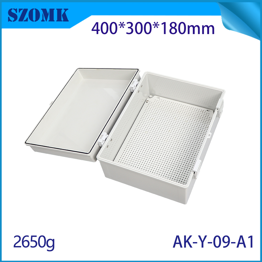 AK-Y-09A1 Box impermeable IP67 Caja de interruptor de arbusto con bisagras eléctricas 400x300x180 mm