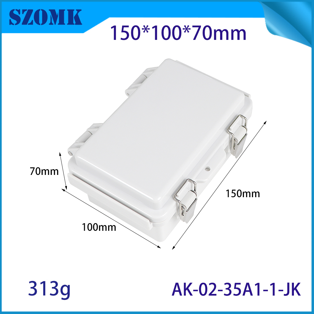 AK-02-35A1-JK 전기 연결 상자 IP67 ABS 전력 인클로저 전기 힌지 정션 케이스를위한 100x150x70mm