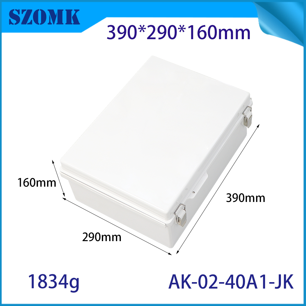 AK-02-40A1-JK IP67 ABS Waterdichte kabelklieren roestvrijstalen behuizing met grijze afdekking voor elektrische 390x290x160mm