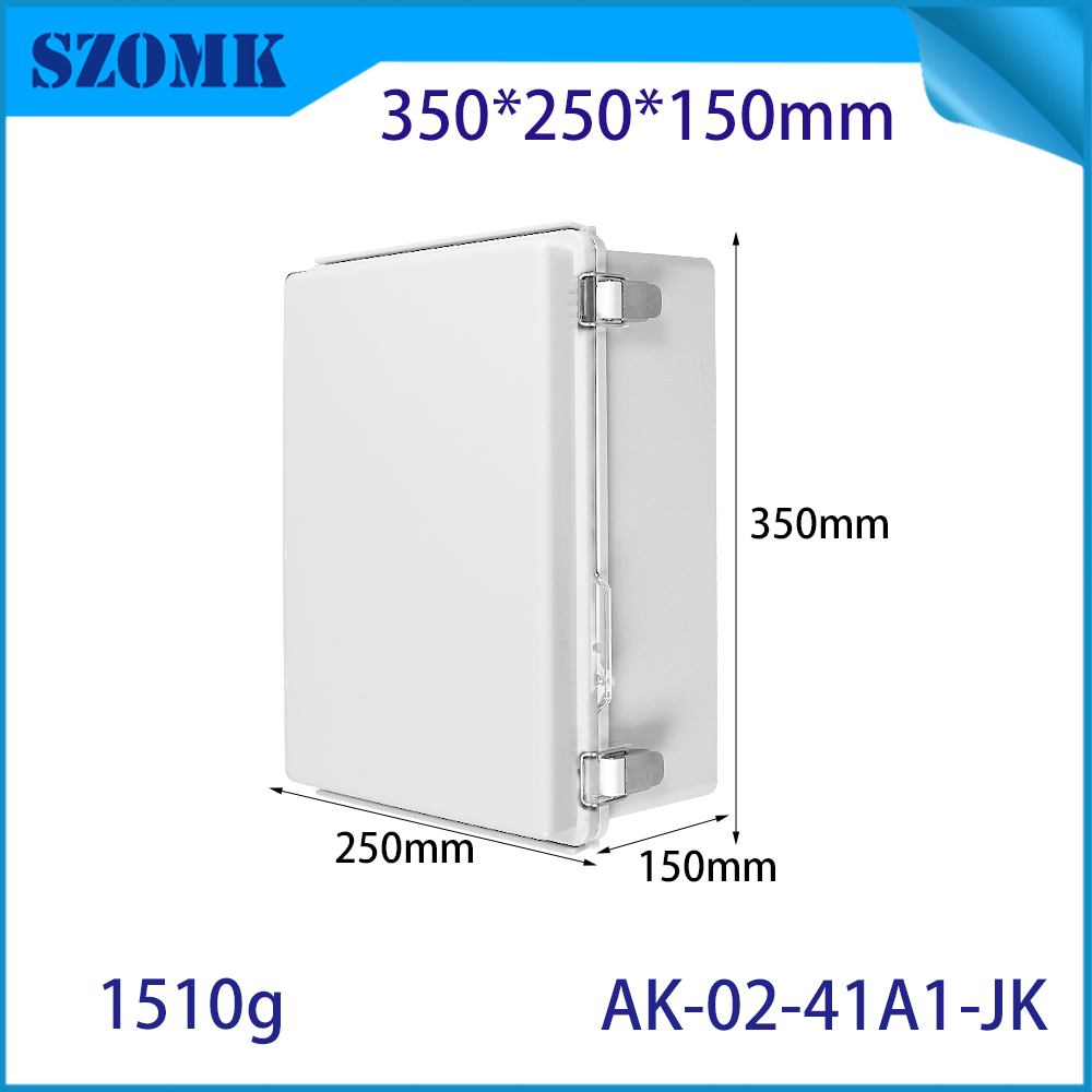 AK-02-41A1-JK ABS BIJHUIS SCHOLDE LID GRIJSTE SCHRIJVEN SCHARDE COVERDE MET KLEY LOCK LATCH 350X250X150MM