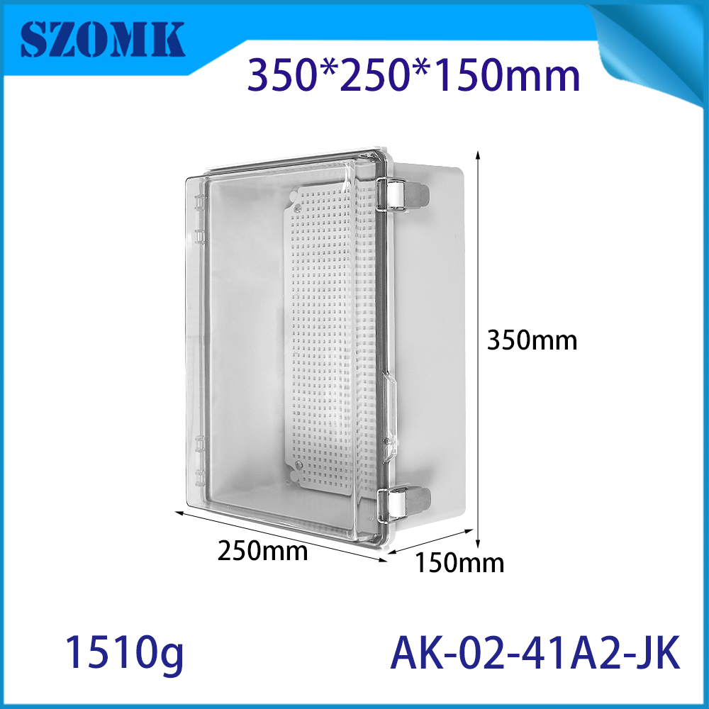 AK-02-41A2-JK DIY Power Outdoor Bijlage Scharnierende grijs IP67 Waterdichte buiten elektrische aansluitdoos met roostermontageplaat
