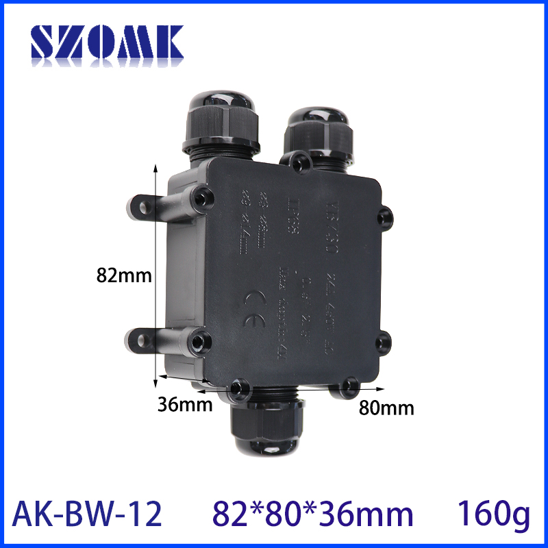 82*80*36MM AK-BW-12 موصل الكبلات الخارجي 3P 24A 450V موصل سلك مقاوم للماء IP68 لـ LED