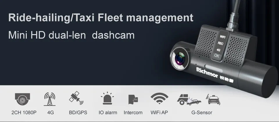 dual len dashcam fleet management HD 4G GPS remote viewing mobile DVR