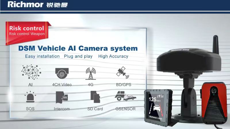 Richmor H.264 hard compression Dashcam +R-watch +ADAS camear Realize real-time alarm reminder function
