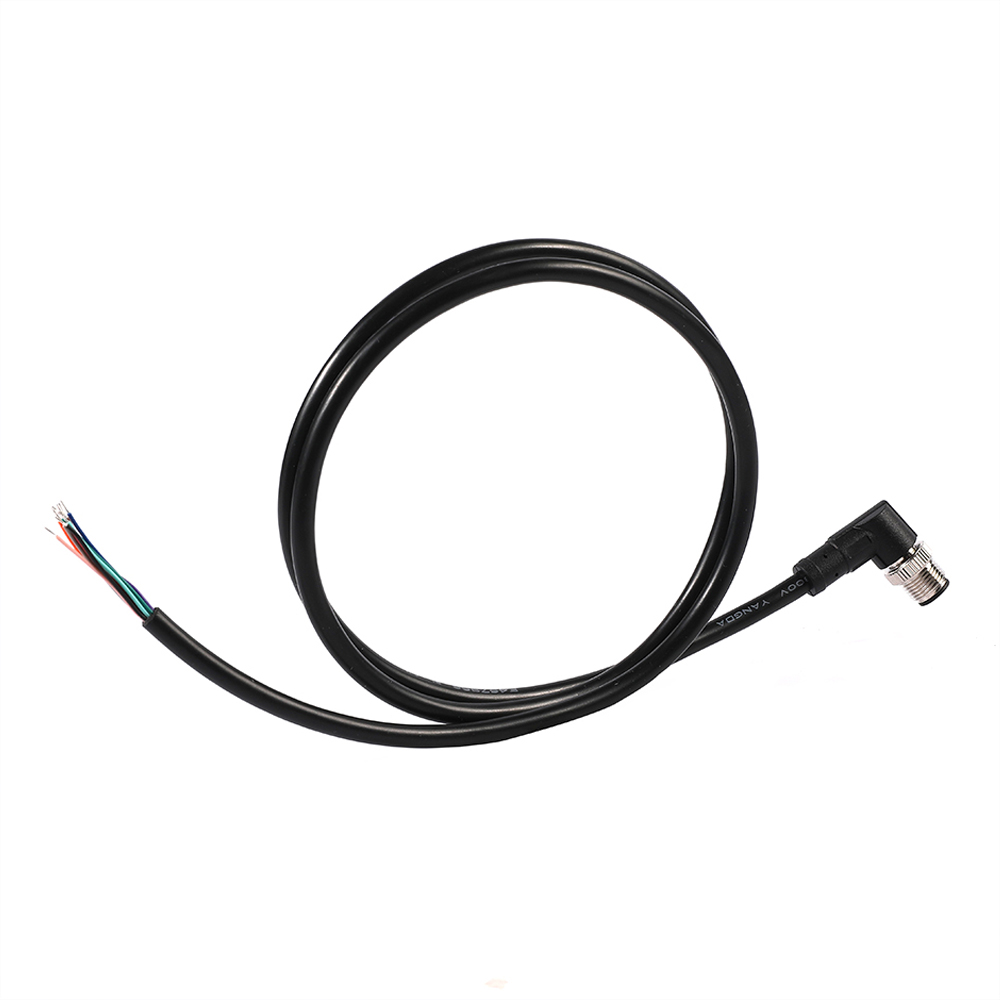 M12 8 pin right angle male shielded cable pur black