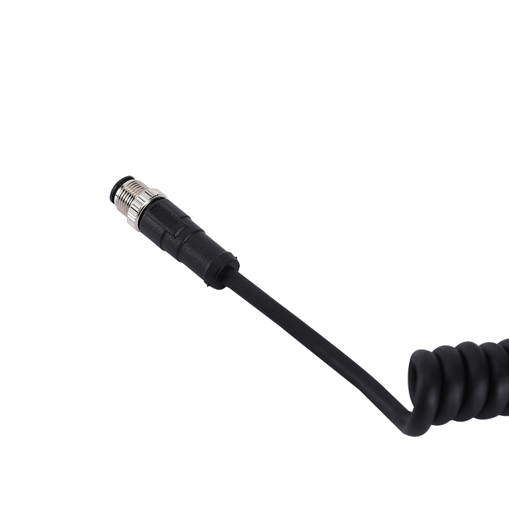 M12 male straight 5 6 8 pin Retractable coiled cable
