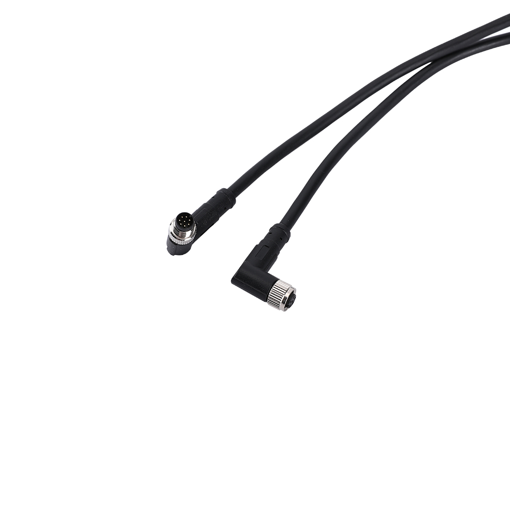 M8 8-pin male single ended right angle cable