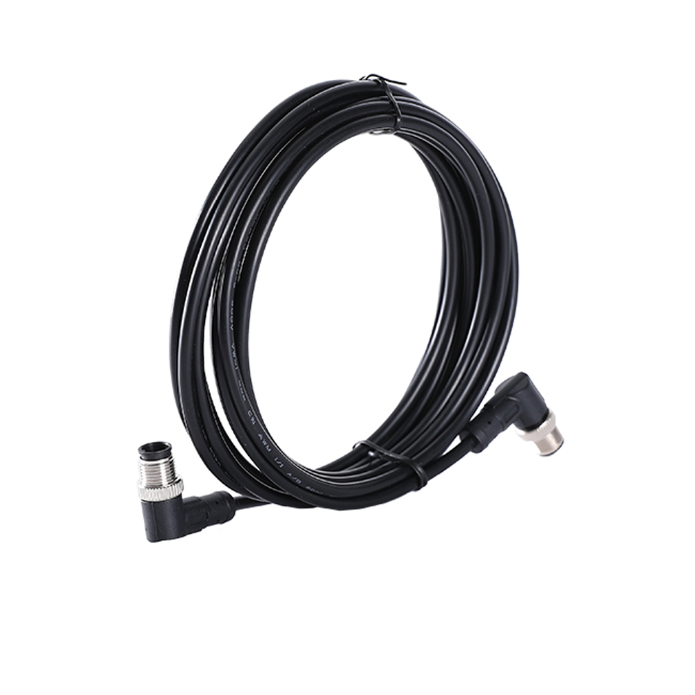 M12 B-coded 5-pin male right angle double ended shielded cable